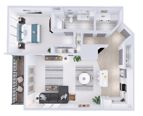 Floor plan for 1 bed, 1 bath, 1014 sqft